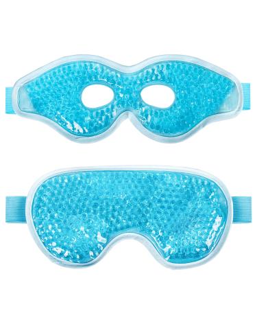 2PCS Gel Eye Mask, Cold Compress Gel Beads Eye Mask, Reusable Cooling Ice Mask for for Puffy Eyes, Dark Circles, Headaches, Migraine, Stress Relief 1 hollow + 1 solid