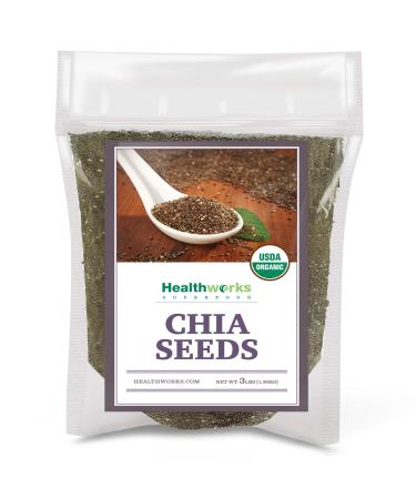 Healthworks Chia Seeds Organic Raw (48 Ounces / 3 Pounds) | Certified Organic, Premium & All-Natural | Contains Omega 3, Fiber & Protein | Great with Shakes, Smoothies & Oatmeal