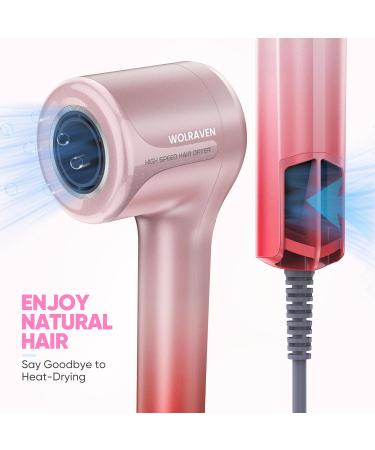 Buy Wolraven Pink Hair Dryer for Women - Professional Ionic Blow Dryer 110 000 RPM Lightweight Fast Drying No Thermal Damage Overheating Protection Low Noise - Buy Online on GoSupps.com