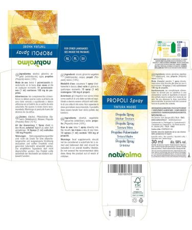 Propolis Spray (Propolis) Resin Hydroalcoholic Mother Tincture NATURALMA | Liquid Extract 30 ml | Food Supplement With alcohol 30 ml (Pack of 1) - Buy Online on GoSupps.com