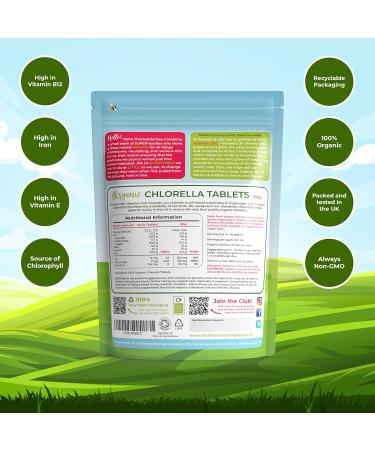 Organic Chlorella Tablets - High Vitamin B12, Iron, Protein & Amino Acids - UK Certified Vegan 300 x 500mg (150g) - Buy Online on GoSupps.com