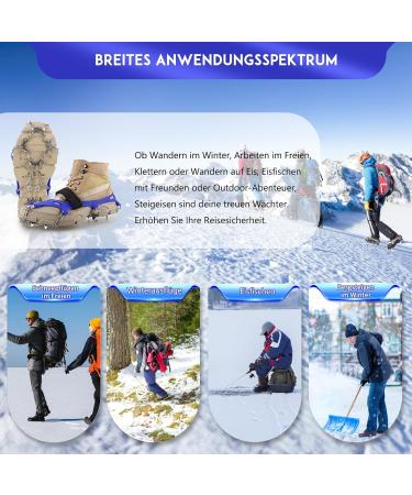 Buy Stainless Steel Crampons for Mountain Shoes - 13 Teeth Anti-Slip Ice Clamps with Velcro for Winter Hiking & Climbing (Blue L EU 42-44) - Buy Online on GoSupps.com