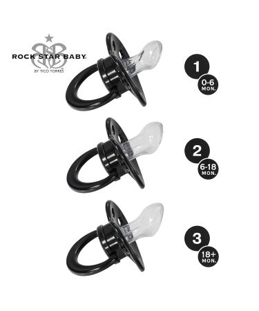 Rock Star Baby by Tico Torres Silicone Nucky 2 Set - Snake Design 6-18 Months Jaw-Friendly Pacifiers with Protective Caps - International Shipping Available - Buy Online on GoSupps.com