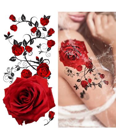 Supperb  Temporary Tattoos - Red Roses (8 x 4 inches)