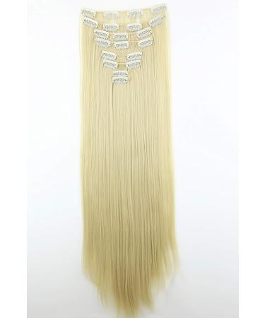 CAISHA by PRETTYSHOP XXL 24 Platinum Blond Clip In Hair Extensions - 8 Pieces Set | Straight Hair Extension Hairpiece - CES27 #T1025 - Buy Online on GoSupps.com