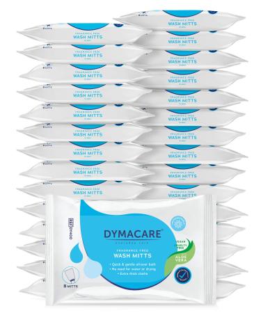 Dymacare moist washing gloves without perfume - large and soft washing gloves for the full body washing - with nourishing aloe vera - clinic quality (30 packs) aloe vera 8 pieces (30 pack)