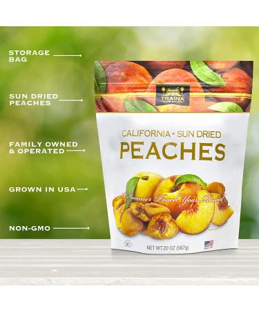 Traina Home Grown California Sun Dried Peaches - Natural & Healthy Snack (20 Oz) - Buy Online on GoSupps.com