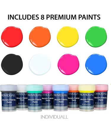 Individuall Premium Fabric & Textile Paints Set - Professional Grade, 8 x 20 ml Vivid Colors for Artists, Students & Beginners - Buy Online on GoSupps.com