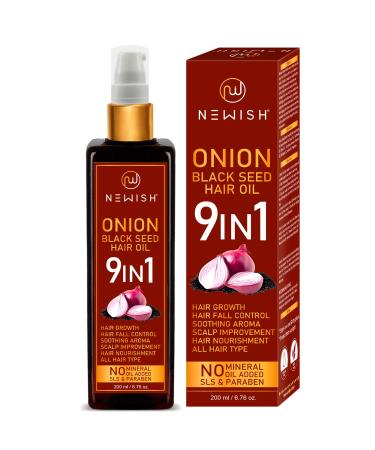 Newish Black Seed Onion oil for hair Regrowth for Hair Care and Growth  Including Castor Oil  Almond Oil  Sunflower Oil  Methi Oil & Jajoba Oil  for Shiny Hair 200 ml