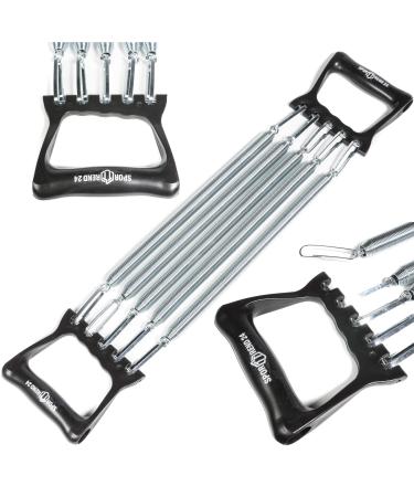 Sporttrend 24 Profi Expander black | Resistance band 5-way adjustable with removable steel springs resistance up to 30kg - Buy Online on GoSupps.com