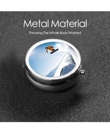 Snowboarding Mini Round Pill Box | 3 Compartment Portable Pill Organizer for Travel & Home - Buy Online on GoSupps.com