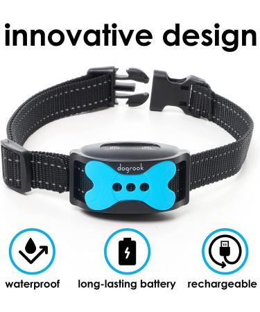 DogRook Anti Bark Collar for Small, Medium, and Large Dogs - Rechargeable & Shock-Free Bark Collar (8-110lb) - Blue - Buy Online on GoSupps.com