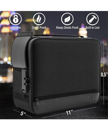 Herb Guard Extra Large Smell Proof Case with Combination Lock - Holds 5 oz Herbs, Premium YKK Zippers, Smell Proof Jar & Tray - XL Black - Buy Online on GoSupps.com