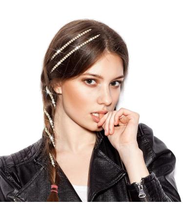 Punk Rhinestone Tassel Hair Chain Clips - 9 Pcs White Hair Accessories for Women - Buy Online on GoSupps.com