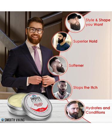 Smooth Viking Beard Balm for Men - Strong Hold Styling Balm with Essential Oils & Beeswax - 2oz - Boost Healthy Beard Growth - Buy Online on GoSupps.com