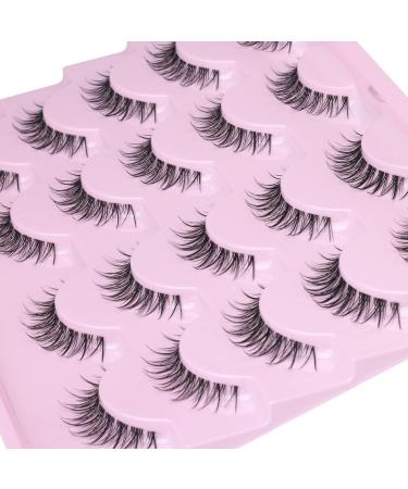 10 Pairs of Natural Wispy Manga False Eyelashes - Asian Korean Manhua Strip Lashes - Buy Online on GoSupps.com