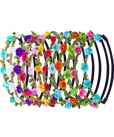 Zarr's flowers of headbands 12 pack headband headband with adjustable elastic band colored hair band women girls for party wedding beach