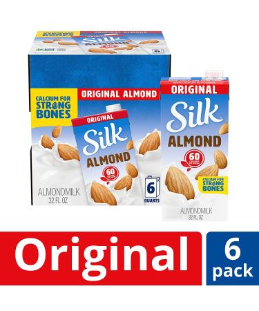 Silk Pure Almond Milk Original, 32 Fl Oz - Pack of 6 | Dairy-Free & Nutritious - Buy Online on GoSupps.com