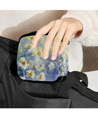 GIAPB Period Bag | Sanitary Napkin Storage | Pad Holder and Makeup Pouch | Watercolor White Camomile Design - Buy Online on GoSupps.com