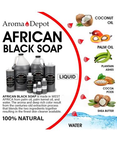 Aroma Depot Raw African Liquid Black Soap - 100% Natural for Acne, Eczema, Psoriasis - Handmade from Ghana - Gallon Size - Buy Online on GoSupps.com