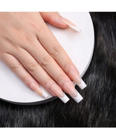 Artquee 24pcs French Pink White Long Square Glossy Press on Nails - False Tips Manicure for Women and Girls - Buy Online on GoSupps.com