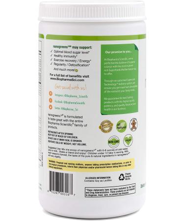Biopharma Scientific NanoGreens Fruit & Vegetable Superfood Powder - Natural Strawberry Flavor | 30 Servings | Spirulina, Chlorella, Kale, Spinach & Enzymes - Buy Online on GoSupps.com