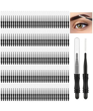 200 Pcs Micro Eyebrow Brush with Cap Brow Lamination Brush Eye Brow Brush Comb Eyebrow Spoolie Lash Lift Tools for Eyelashes Extensions and Eyebrows (Black)