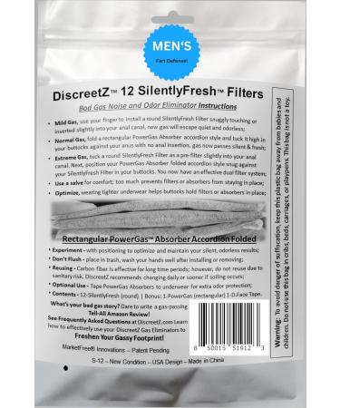 Men's Flatulence Pads - Odor & Noise Relief Up to 100% | Charcoal Underwear for Gas Deodorization & Silencing | Anti-Gag Gift for Adults | SB-12 SilentlyFresh Filters - Buy Online on GoSupps.com