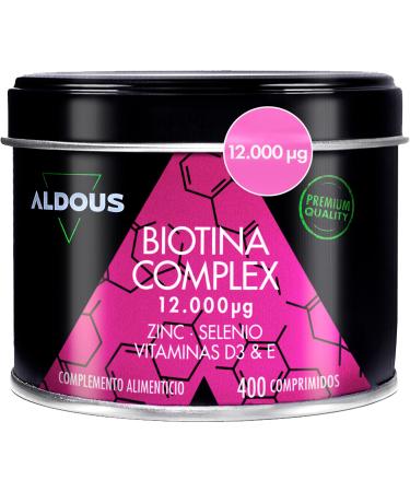Biotin 12 000 mcg | 400 Tablets | Zinc Selenium Vitamin D3 and Vitamin E | Hair Skin & Nail Biotin | Hair Growth Biotin | Hair Growth Supplement