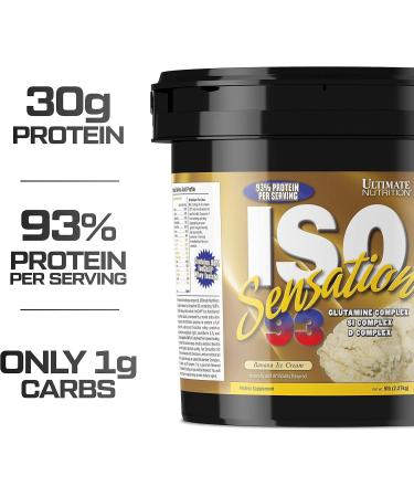Ultimate Nutrition Iso Sensation 93 - Low Carb Whey Protein Isolate Powder | 30g Protein Glutamine Keto Friendly Banana Ice Cream 5 lbs - Buy Online on GoSupps.com