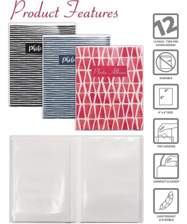 36 Photo Mini Photo Album  4 x 6 Inch  Pack of 12  Flexible Cover with Removable Decorative Inserts  Clear View Front Cover  by Better Office Products  12 Pack - Buy Online on GoSupps.com
