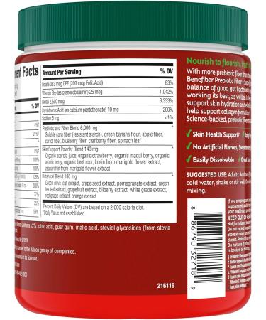 Benefiber Prebiotic Fiber + Superfruits Dietary Supplement Strawberry Dragon Fruit Flavor 8.8 oz (250g) - Buy Online on GoSupps.com