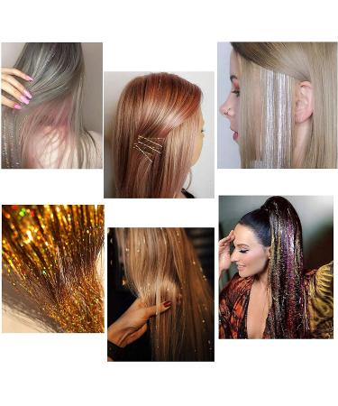 Glitter Hair Tinsel Extensions Kit - 12 Colors, 3200 Strands, 46inches - Fairy Hair Accessories - Buy Online on GoSupps.com