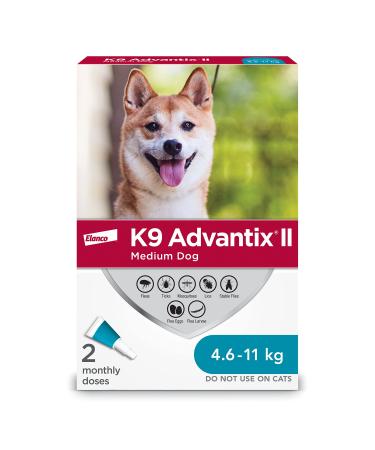 K9 Advantix II Flea and Tick Treatment for Medium Dogs weighing 4.6 kg to 11 kg (10 lbs. to 24 lbs.)-2 doses