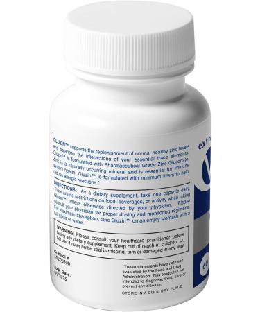 Gluzin 50mg Zinc Capsules - Pharmaceutical Grade, 60 Count - Wilson's Most Trusted Zinc Supplement - Buy Online on GoSupps.com