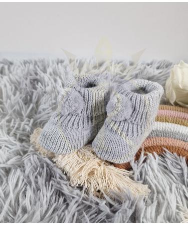 Royal Icon Newborn Baby Booties - Grey/White Pom Pom Bootees (0-3 Months) RI408 - RI377 - Buy Online on GoSupps.com