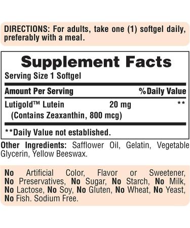 Puritan's Pride Lutein 20 mg with Zeaxanthin - 120 Softgels for Eye Health - Buy Online on GoSupps.com