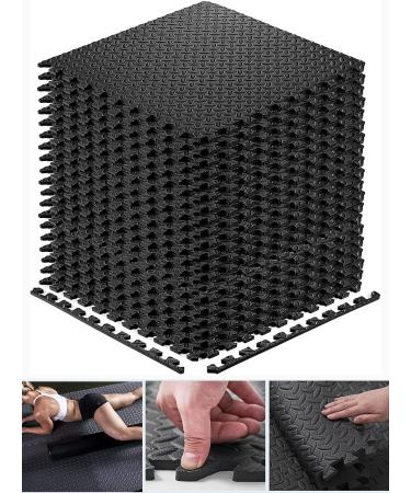 Walsai Exercise Mats Puzzle Foam Mats Gym Flooring Mat Cover 20 SQ.FT Interlocking Foam Mats with EVA Foam Floor Tiles for Home Gym Equipment Workouts Black