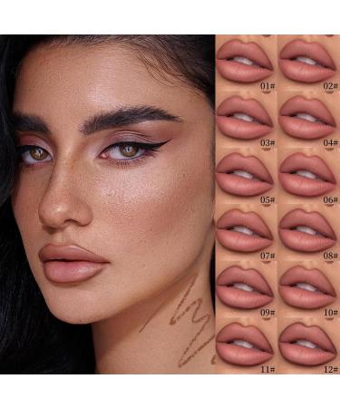 Lot de 12 crayons l vres en velours mat - Plump Nude - Couleur douce et cr meuse - Durable - Tr s pigment - Maquillage naturel des l vres - Buy Online on GoSupps.com