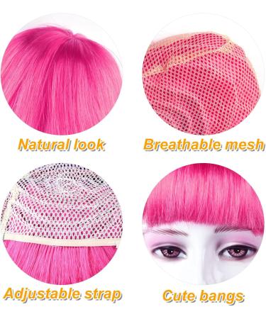 PLULON Peach Pink Bob Wig and Sunglass Set Neon Short Bob Wig Sunglass Pack Costume Colorful Cosplay Wig Hairpieces for Bachelorette Neon Party Favors Halloween Decorations Peach Pink Short - Buy Online on GoSupps.com