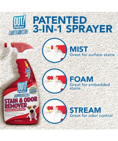OUT! PetCare Advanced Stain and Odor Remover | Pro-Bacteria & Enzyme Formula | 32 oz (Pack of 2) - Buy Online on GoSupps.com