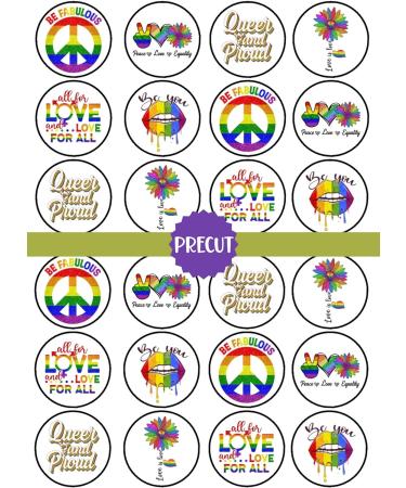 PRECUT LGBTQ Edible Cupcake Toppers - LGBTQ Pride Theme Premium Thickness SWEETENED VANILLA - wafer card disc cake decorations (Pack of 12) - Buy Online on GoSupps.com