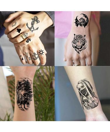 Rejaski Ferocious Lion Tiger Temporary Tattoos- 60 Sheets | Scary Devil Skull Skeleton Fake Tattoos for Halloween | Black 3D Wolf Dragon Realistic Arm Neck Tattoos for Adults & Teens - Buy Online on GoSupps.com