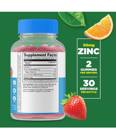 Lifeable Sugar Free Zinc Gummies 50mg - Gluten Free Vegetarian Chewable Supplement for Healthy Skin and Immune Support - 60 Gummies - Buy Online on GoSupps.com