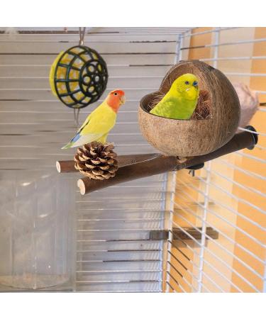 Visiblurry Bird Cage Nest - Coconut Shell Bird Nest House Hut Cage Nest House Hut Cage Parakeet Nesting Box with Shredded Coconut Budgerigar Love Birds Finches House - Buy Online on GoSupps.com
