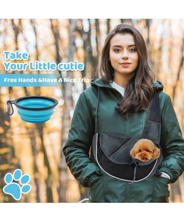 Pet Carrier Sling with Silicone Water Bowl Hands-free Shoulder Small Pet Tote Bag for Cat Puppy Animals Under 3kg Breathable Mesh Crossbody Bag Adjustable Shoulder Strap for Walking Travel Outdoor - Buy Online on GoSupps.com