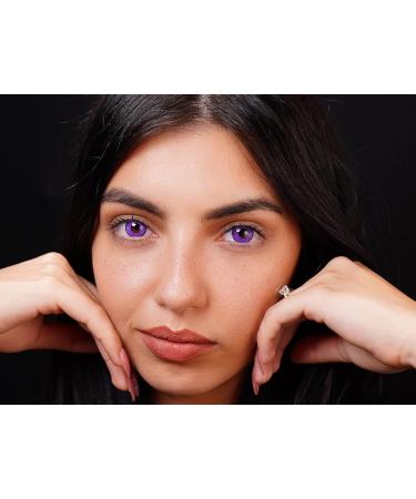 Buy Violet Colored Contact Lenses | Crazy Annual Soft Lenses for Halloween Carnival & Anime - 2 Pieces + Containers - Buy Online on GoSupps.com