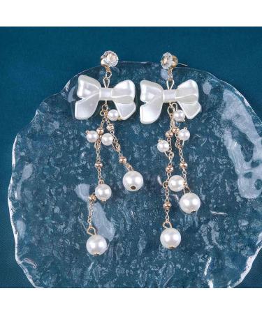 Vintage Crystal Pearl Drop Earrings | Bow Dangle & Tassel Jewelry for Women - Buy Online on GoSupps.com
