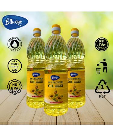BLLU EYE Sunflower Oil 1L (Pack of 6) | 100% Pure Refined Sunflower Oil Great for Cooking Baking Frying Salads & Sauces - Buy Online on GoSupps.com