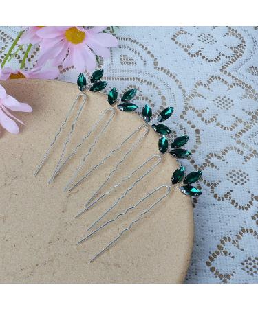 Beusoulover Crystal Wedding Hair Accessories Set - 10 Pack Bridal Hair Pins Clips - Rhinestone Bridesmaid Headpiece in Green - Buy Online on GoSupps.com